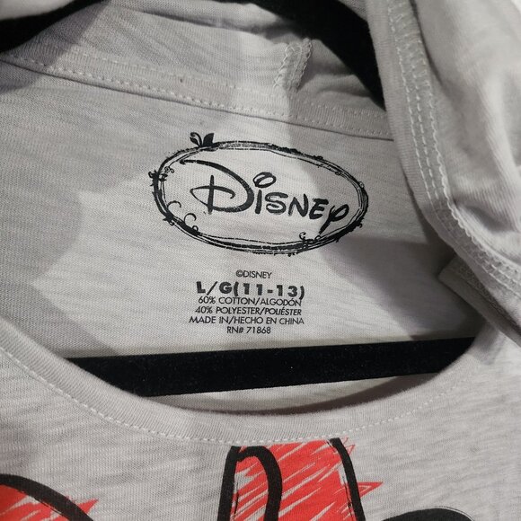 NWOT Disney Minnie Mouse Long Sleeve Hooded Thin Shirt L 11-13 - Picture 3 of 5